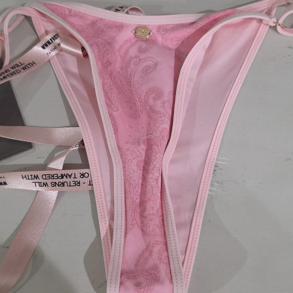 House of Cb‎ Cote Dazur pink paisley thong bikini bottom M NWT